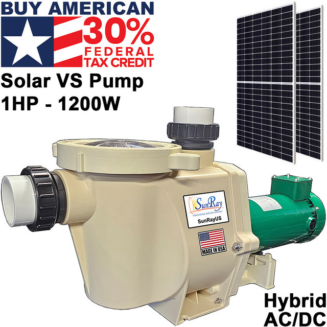 SunRay 1 HP Hybrid AC/DC Solar Pool Pump Kit