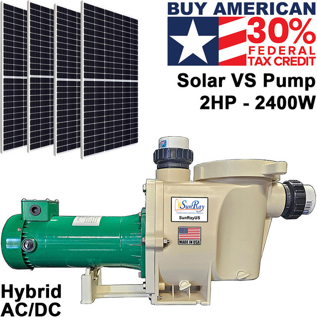 SunRay 2 HP Hybrid AC/DC Solar Pool Pump Kit