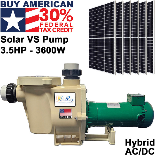 SunRay 3.5 HP Hybrid AC/DC Solar Pool Pump Kit