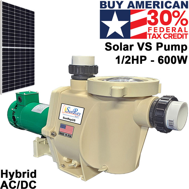 SunRay 1/2 HP Hybrid AC/DC Solar Pool Pump Kit